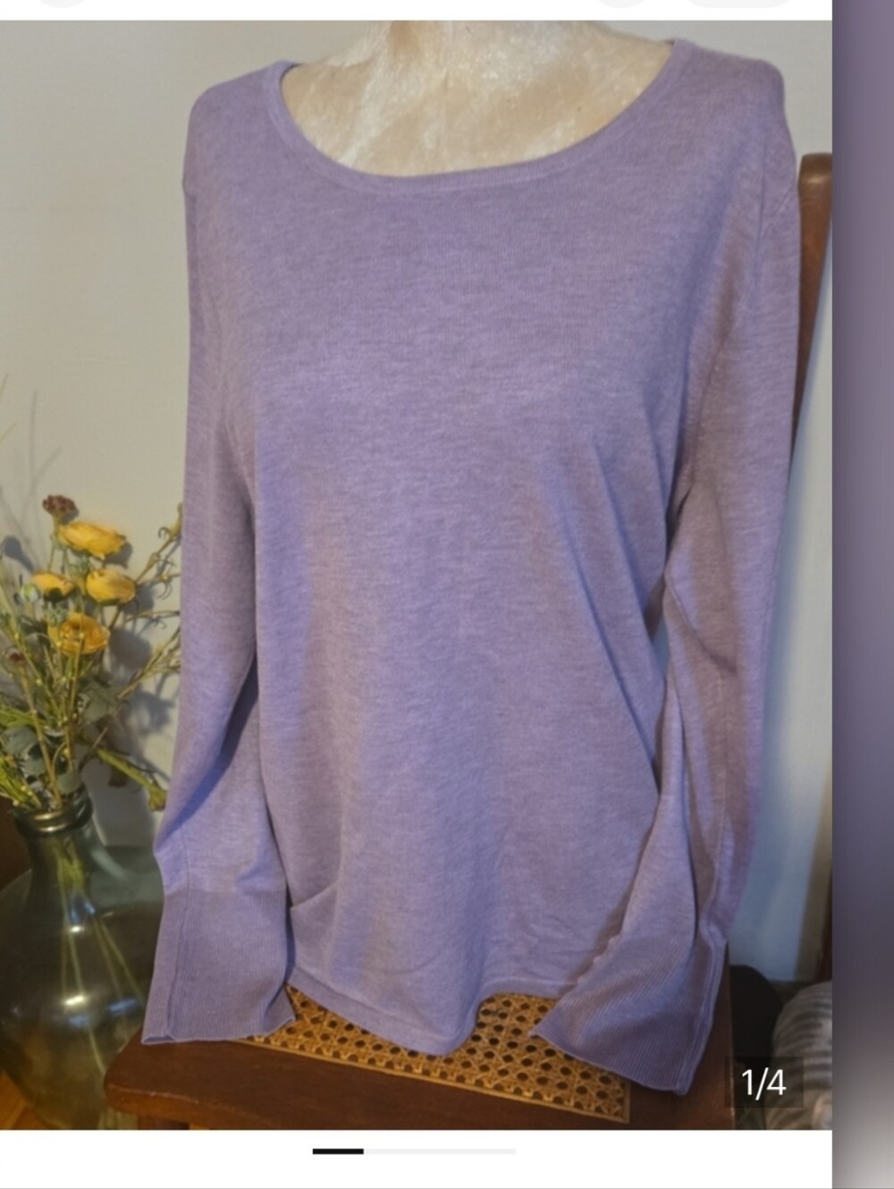 Nwt Chico's Lavender Scoop-Neck Knit Top SIZE L